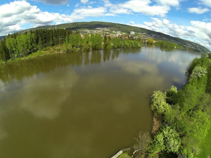 Sølfastøya Drammen - Flyfoto - Flom 2013