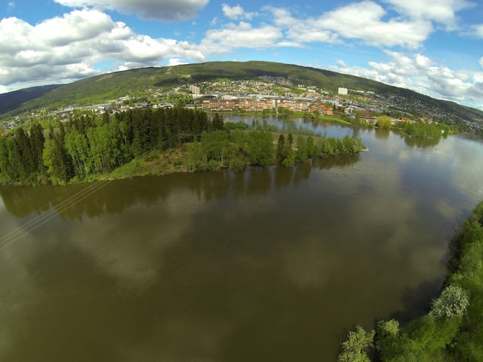 Sølfastøya Drammen - Flyfoto - Flom 2013