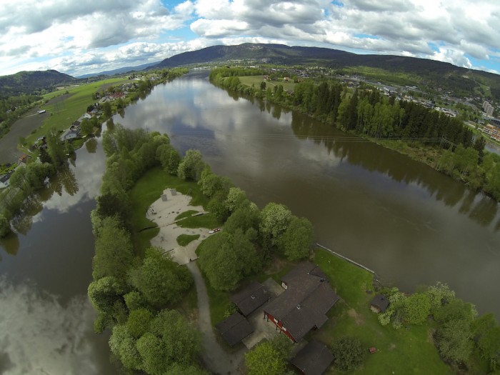 Sølfastøya Drammen - Flyfoto - Flom 2013